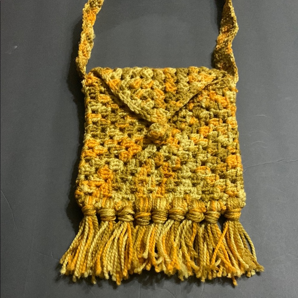 Boho / Hippie bag orange & green brand new condition .. crushed velvet lining